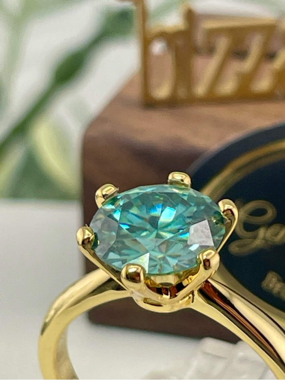 3ct Diamond Green Ring Band. Yellow Gold on 925. Size 5 6 7 8 - Picture 12 of 17